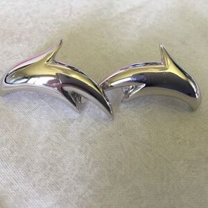 Monet Silvertone Dolphin CLIP Earrings $8 or 3/$15